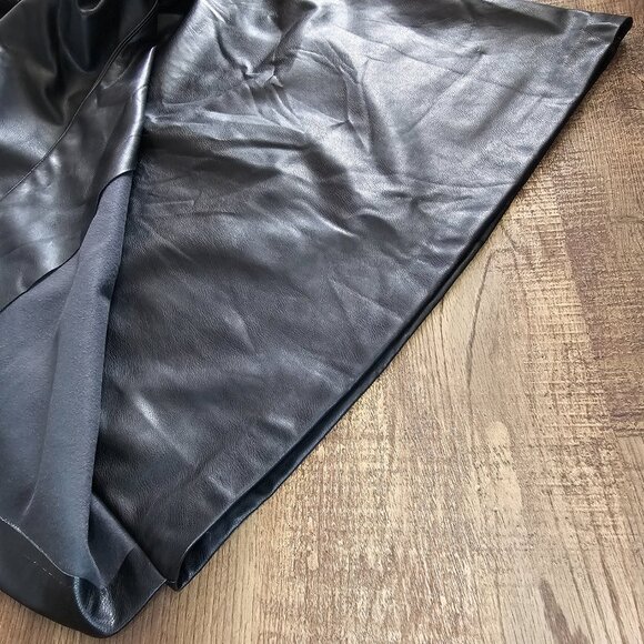 DKNY Faux PU Leather Short Puff Sleeves Mock Wrap Mini Dress US 2 - Picture 7 of 13